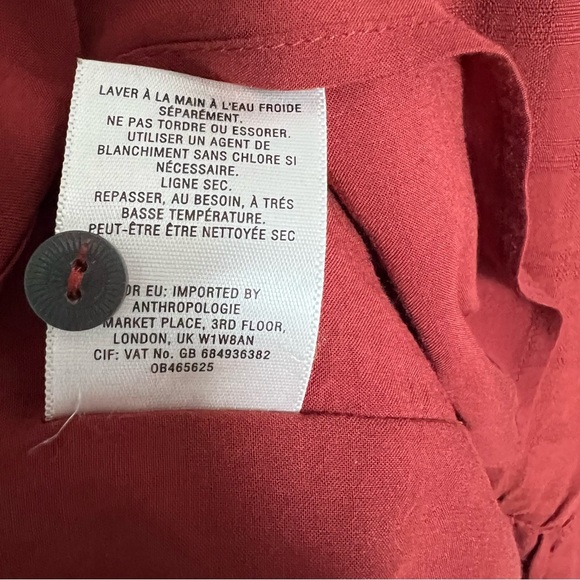 Anthropologie Maeve Bloomsbury Tie Front Shirt Dress Womens Size 4 ob465625 Rust - Picture 10 of 11